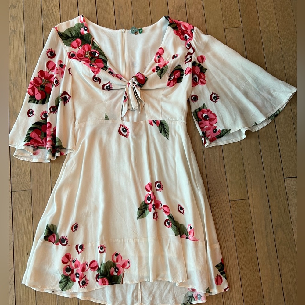Farm Rio mini cotton dress with cutout